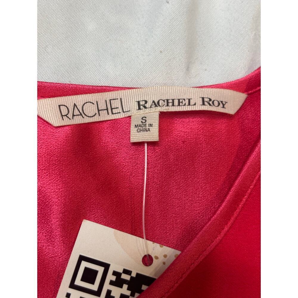 Rachel Roy Hot Pink Sleeveless Draped Front Zip Back Sheath Dress SZ S - Picture 3 of 4